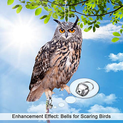3 Pack Hanging Outdoors Reflective Scarer Away Owl Device to Keep Animals Pigeon Woodpecker Away from Patio Garden - color: Brown-3