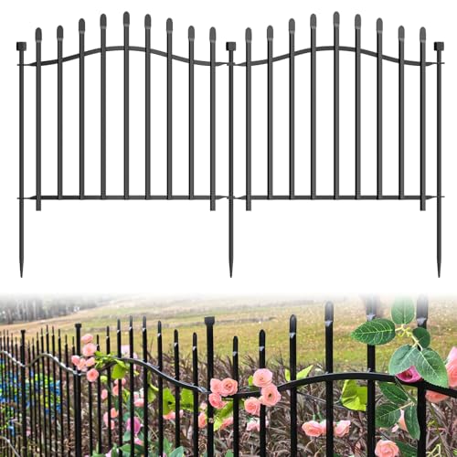 No Dig Garden Fence 24" H x 22.5'L Decorative Yard Dog Outdoor Panels - size: 24 in(H) X 11.25 ft(L)