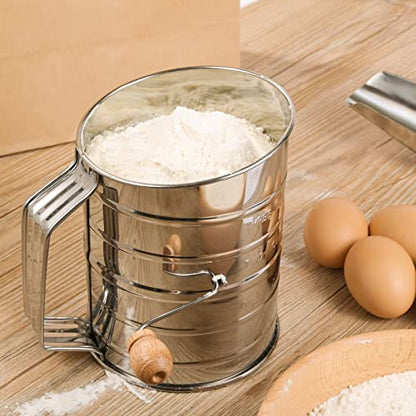 Toresano Flour Sifter, Hand Crank Sifter for Baking with Fine Mesh Rotary