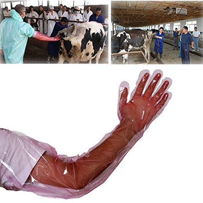 Long Disposable Gloves 50pcs Shoulder Length Gloves Long Arm for Cleaning Pet Animal Examination Protection Glove