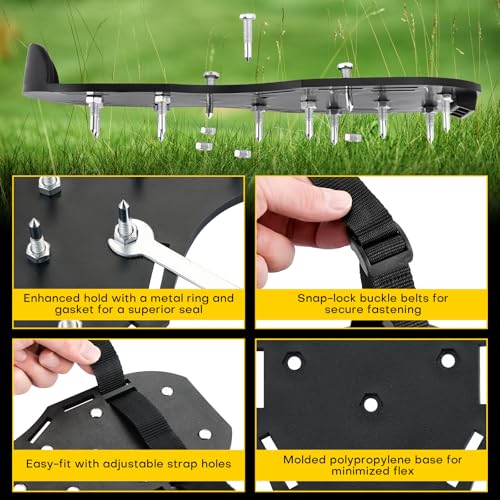 Lawn Aerator Shoes with 1.1''Spikes - color: Black