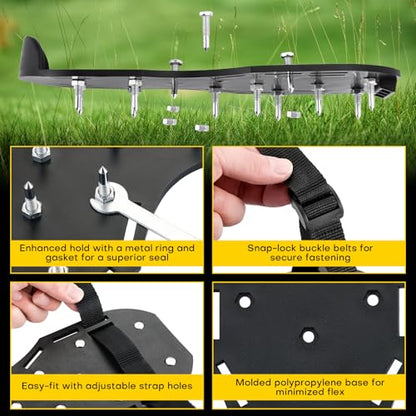 Lawn Aerator Shoes with 1.1''Spikes - color: Black