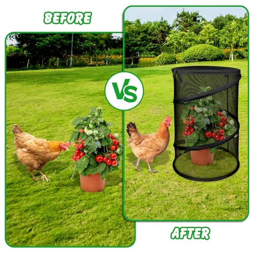 4 Pcs Pop Up Mesh Plant Cover Net 19”x 14” Foldable Tent Protectors - color: Black