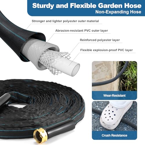 CXEZSIK Garden Hose 50FT Lightweight Non-Expanding Leak-Proof No-Knot Black - color: Black Blue, size: 50FT