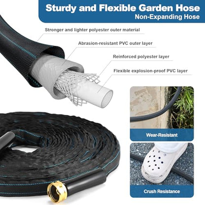 CXEZSIK Garden Hose 50FT Lightweight Non-Expanding Leak-Proof No-Knot Black - color: Black Blue, size: 50FT