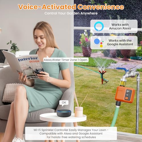 WiFi Sprinkler Timer, Smart Water Timer for Garden Hose Irrigation - size: 1 Outlet,2pcs