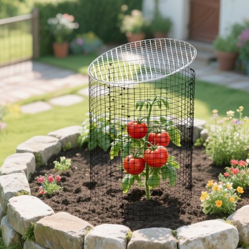 10 Packs 12'' Round Metal Mesh Plant Cage Covers for Large Wire Plant Protector cover from Animals - Chicken Wire Cloche, Sturdy Garden Bunny Barricades Chicken Wire Cloche fto Keep Animals Out