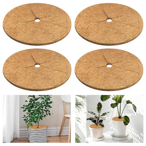 Legigo 4 Pack Coconut Fiber Mulch Ring Tree Plant Protector Mat, 11.8 Inch - color: 4 Pack, size: 11.8 Inch