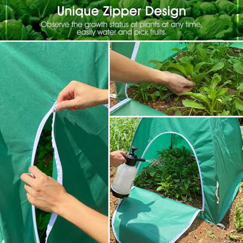Plant Covers Freeze Protection, Rifny 23 x 23 x 23 inch Shrub Rose Bush Covers for Winter Outdoor Plants, Frost Cloth with Zipper Steel Stakes Protecting Potted Plants from Deer Rabbit Chicken (2 PCS)