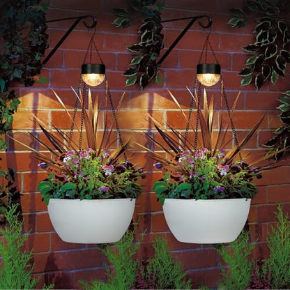 SUNNYPARK 2 Pack Solar Hanging Planters for Plants Outdoor - color: White