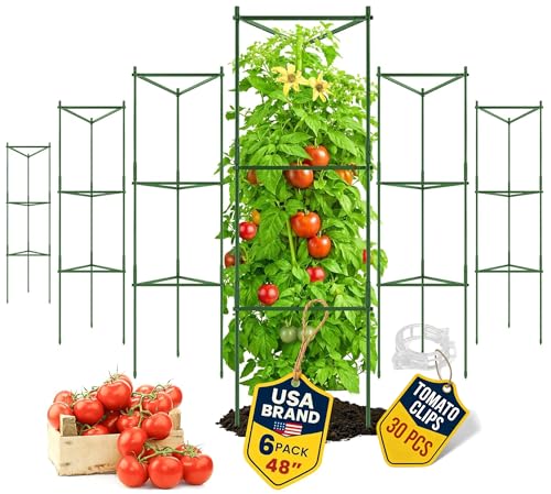 6 Pack 48" Tomato Cages for Garden - Large Tomato Plant Support Trellis - size: 6 Pack, 48 Inches