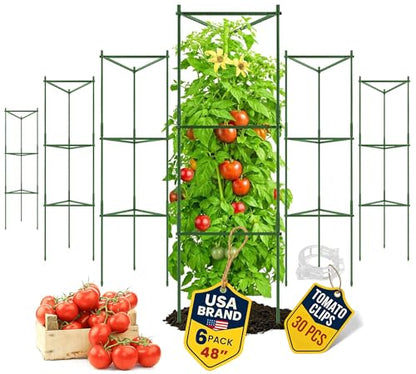 6 Pack 48" Tomato Cages for Garden - Large Tomato Plant Support Trellis - size: 6 Pack, 48 Inches