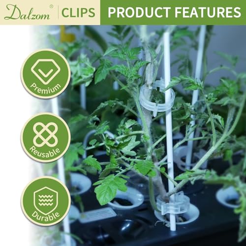Dalzom® 300Pcs Tomato Clips, Plastic Trellis Clips Plant Support Clips, Plant Clips for Support, Grape Vine, Tomato Vine, Vegetables Plants, Garden Clips to Grow Upright Makes Plants Healthier - color: Translucent
