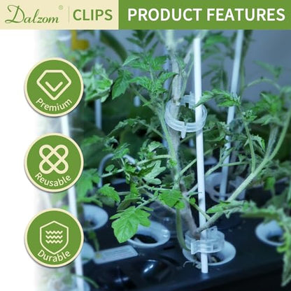 Dalzom® 300Pcs Tomato Clips, Plastic Trellis Clips Plant Support Clips, Plant Clips for Support, Grape Vine, Tomato Vine, Vegetables Plants, Garden Clips to Grow Upright Makes Plants Healthier - color: Translucent