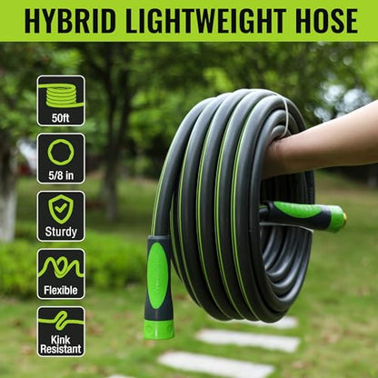 WORKPRO Garden Hose 5/8" x 50FT, Heavy-Duty - size: 50ft, style: Bi-Material 360° Rotary Handle