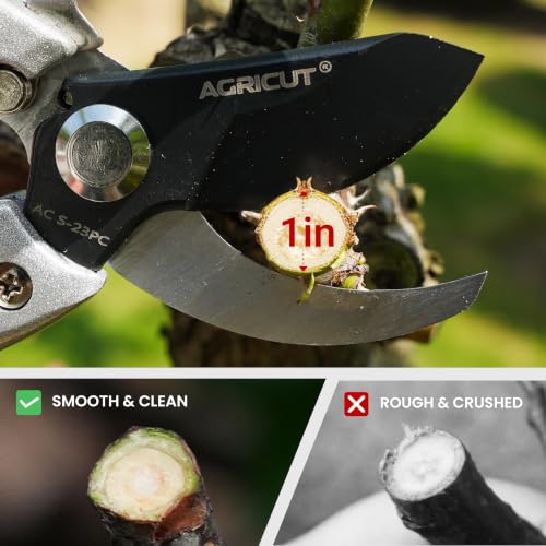 AGRICUT Hand Pruners with Sheath, Gardening Shears Scissors with Sheath - style: Aluminum Handle, High Carbon Steel PRO with Sheath