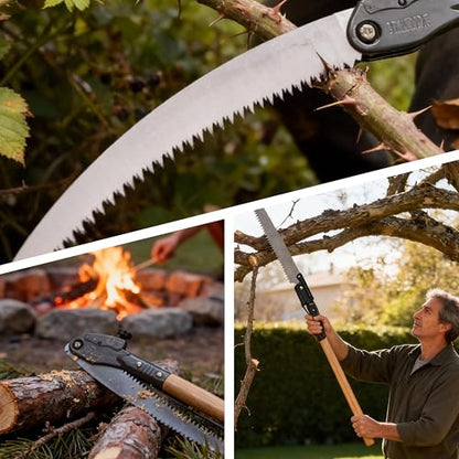Folding Saw,Using SK85 material with three-sided serrations,tree saw for camping, Pruning branches and Bushcraft, Pouch Included(Wooden handle, 98 cm long) - color: 39in