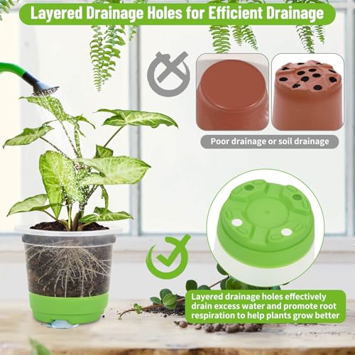 Caffox 57PCS Reusable Seed Starter Kit Includes 26 Packs 4" Clear Nursery Pots with Silicone Base, Repotting Mat, Gardening Gloves, Plant Labels and Seedling Tools for Easy Transplant - size: 4 Inch Clear Nursery Pots