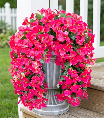 2 PCS Bougainvillea Artificial Hanging Flowers Plant for Outdoors, Hot Pink - color: Hot Pink