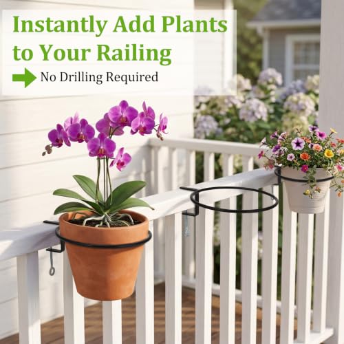 Chumia 3 Pack 4 Inch Railing Plant Holder Flower Pot Holder Ring - size: 4 Inch