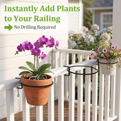 Chumia 3 Pack 6 Inch Railing Plant Holder Flower Pot Holder Ring - size: 6 Inch
