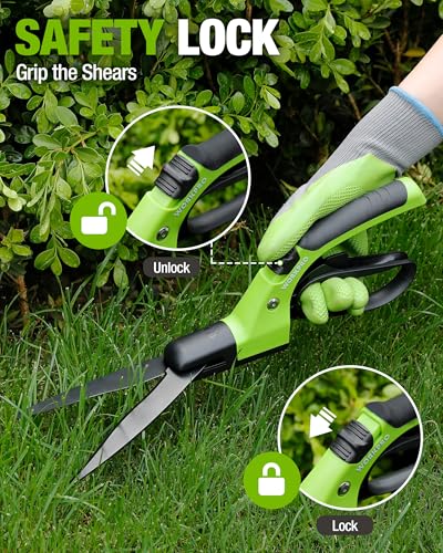 WORKPRO Grass Shears Handheld, Grass Clippers with 360 Degree Swivel Blades