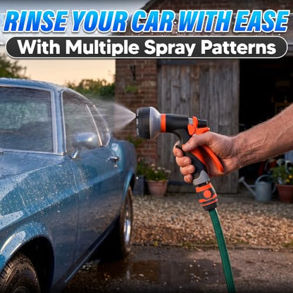 8 Pattern Garden Leak Proof Hose Nozzle Water High Pressure Sprayer - color: Grey-Orange