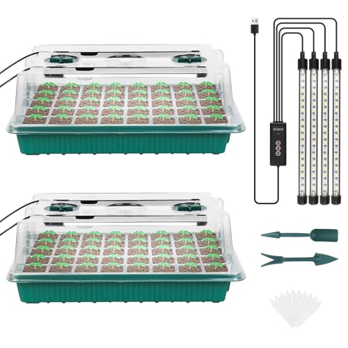 Sondiko Seed Starter Tray with Grow Light, 80 Cells Starter Kit - color: Green