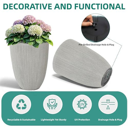 19" Mediterranean Resin Large Outdoor Planters Pot for Plants Flowers - color: 19"h-beige Fluted