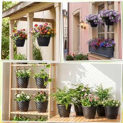 20 Pack Hanging Planter Basket 10 Inch with Drainage Tray - color: Black, size: 10 Inch