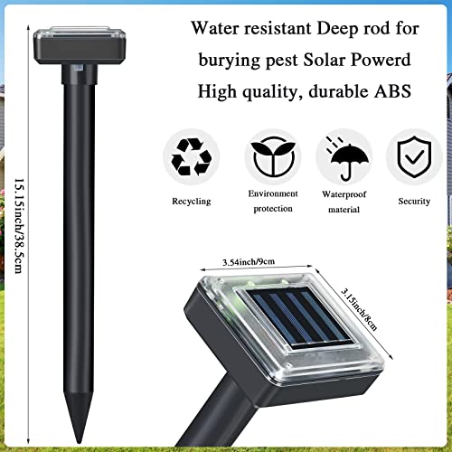 12 Pcs Mole Repellent Solar Powered Ultrasonic Gopher, Large - size: Large