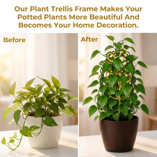 Plant Trellis Indoor, 15 Inch Gold Trellis for Potted Plants