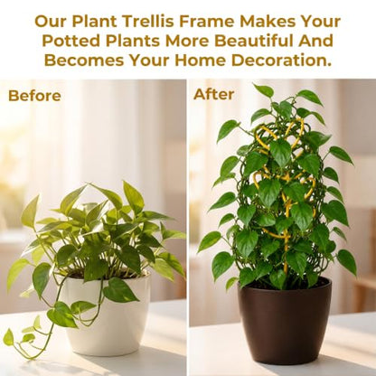 Plant Trellis Indoor, 15 Inch Gold Trellis for Potted Plants