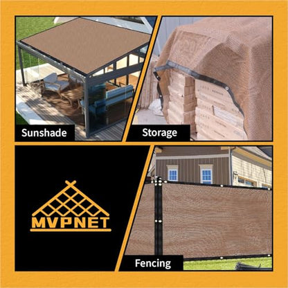 90% Sun Shade Cloth for Garden 8x8Ft UV Resistant Mesh Tarp,Mocha - color: Mocha, size: 8' x 8'-Finished Size