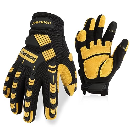 Safety Work Gloves, Synthetic Leather Impact-Resistant Heavy Duty Mechanic Gloves, Sensitive Touch Screen, Flexible Grip Gloves for Work (L) - color: Tpr, size: Large