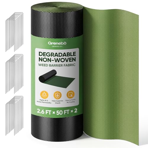 Grenebo 2.6FT x 100FT Non-Woven Weed Barrier Landscape Fabric - size: 2.6FT x 100FT