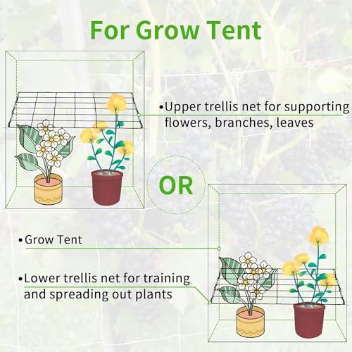 Simple Deluxe Elastic Trellis Netting for 4x4', Heavy Duty Elastic Plant with Hooks, Flexible Hydroponics Support for Grow Tent, Gardening, Climbing Plants, 1 Pack, Black