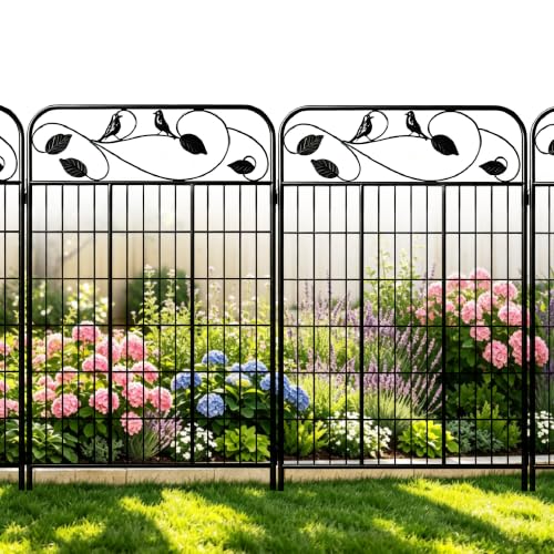 Decorative Garden Fence, 40in H x 36ft L Metal Animal Barrier Fence, Rustproof Dog Fence Outdoor, 16 Panels Sturdy No Dig Garden Border Fence for Flower Beds, Landscaping and Yard - size: 16 Panels-40in(H)x36ft(L)-Flat