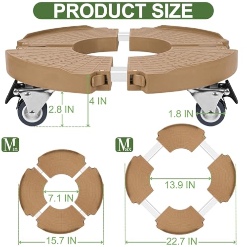 ToLanbbt Plant Caddy Stand with 360° Wheels Adjustable 15-22 Inch Rolling Stand Heavy Duty Large Plant Cart Dolly with Casters 440lbs Capacity for Large Planter, Garden Pot, Flower Pot, Khaki, 1 Pack - color: Khaki