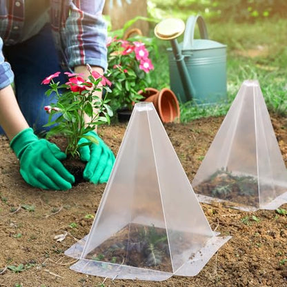 Reusable Plastic Garden Cloches, 7.8" x 11" Mini Greenhouse, 1.2mm Thick Clear Bell Covers with Metal Stakes Against Sun, Frost, Snails, Plant Protector (20pcs-Clear) - size: 20pcs-clear