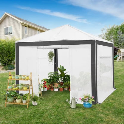 EAGLE PEAK 10x10 Walk in Pop Up Greenhouse, Gray/White - color: Gray/White, size: 10x10