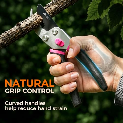 Bypass Pruning Shears, 8.5" Jam-Proof Spring Clippers for branches - color: Rose Pink-new