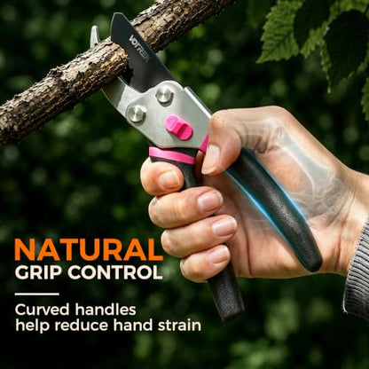 Bypass Pruning Shears, 8.5" Jam-Proof Spring Clippers for branches - color: Rose Pink-new