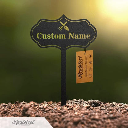 RealSteel Custom Seed & Plant Markers – Metal Garden Stakes for Herbs, Fruits & Vegetables | Elegant Steel Plant Labels for Pots, Raised Beds & Outdoor Gardens | Farmhouse & Greenhouse | Sprout Icon - style: Sprout