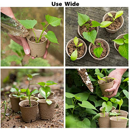 Baxrou 120 Pack 3.15 Inch Peat Pots with 30 Labels and 2 Transplant Tools - style: Round