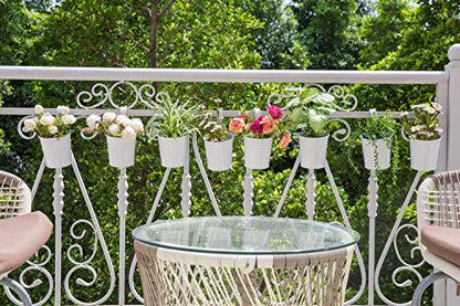 Dahey 5 Inches Small Metal Hanging Flower Pots 10 Pcs Railing Planter Box - color: White, size: 5 inches