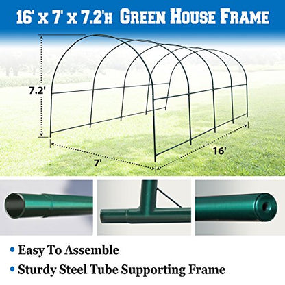 Benefit-USA Multi-Size Large Garden Support Arch Frame Climbing Plant Arch Arbor for Flowers/Fruits/Vegetables (15.9'X7'X7.2'), Green - size: 15.9 ft x 7 ft x 7.2 ft