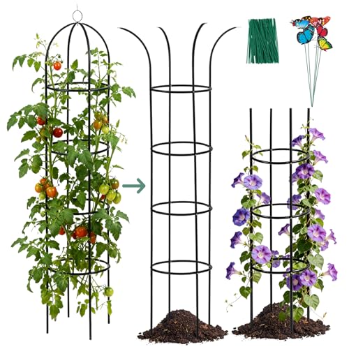 100% Metal Obelisk Garden Trellis 6.6 Feet Tall Sturdy Plant Support - size: 1PC