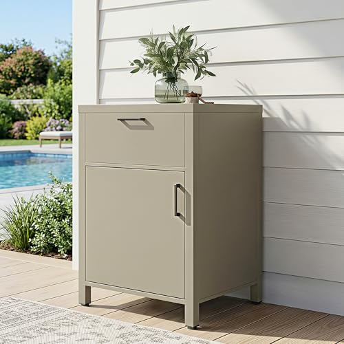Wisteria Lane Outdoor Storage Cabinet with Drawers, Aluminum Modular Outdoor Kitchen, All Weather Kitchen Island for Patio, BBQ, Backyard - size: Single Drawer Cabinet