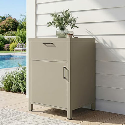 Wisteria Lane Outdoor Storage Cabinet with Drawers, Aluminum Modular Outdoor Kitchen, All Weather Kitchen Island for Patio, BBQ, Backyard - size: Single Drawer Cabinet